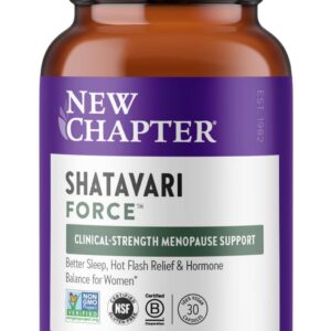 New Chapter Shatavari Supplement for Peri-Menopause & Post-Menopause Support – 4X Concentrated Herb Shatavari Relieves Hot Flashes & Night Sweats, Balances Women’s Hormones - Herbal Sleep Aid*, 30 ct