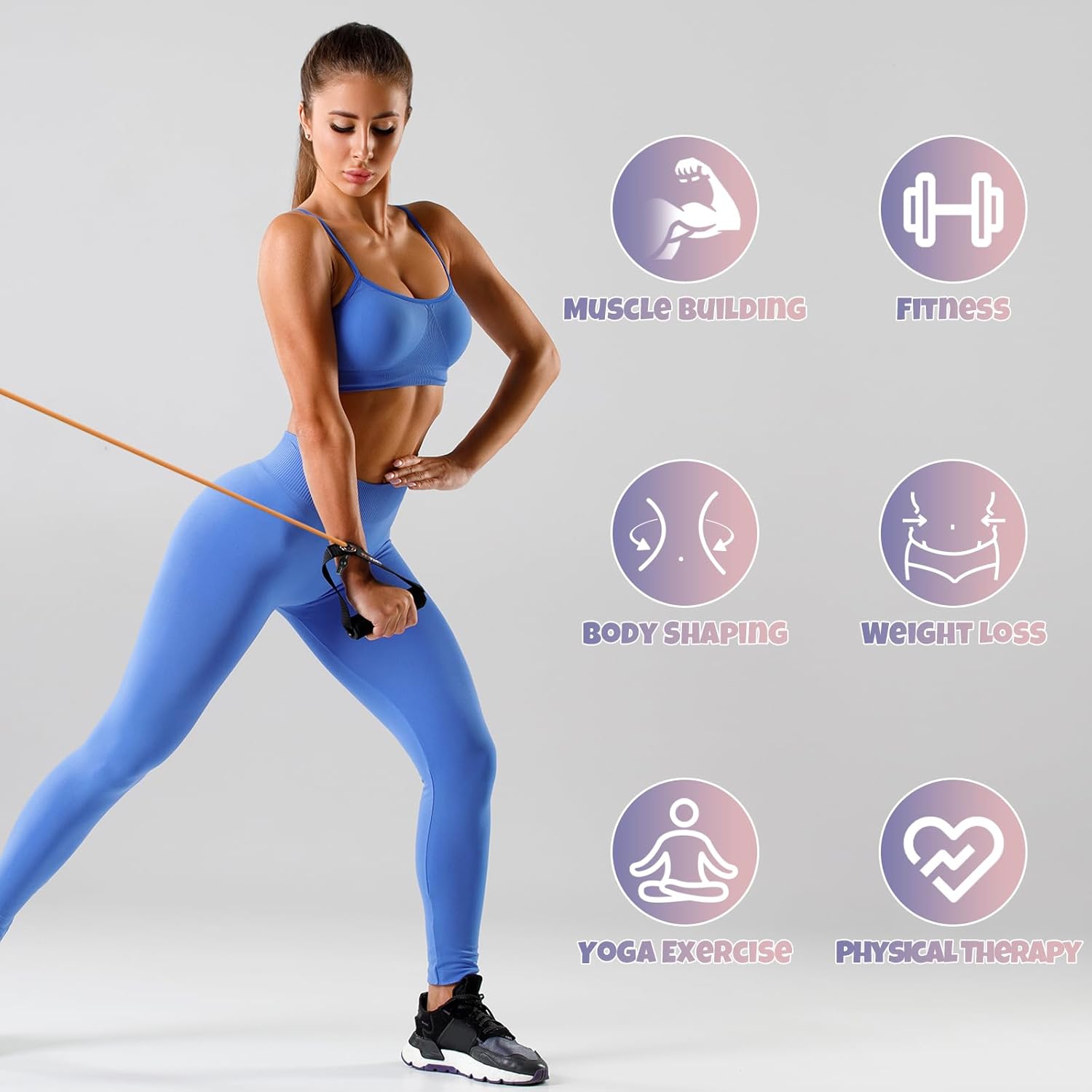 RitFit Single Resistance Exercise Band with Comfortable Handles - Ideal for Physical Therapy, Strength Training, Muscle Toning - Foam Padding Door Anchor and Starter Guide Included - Image 6