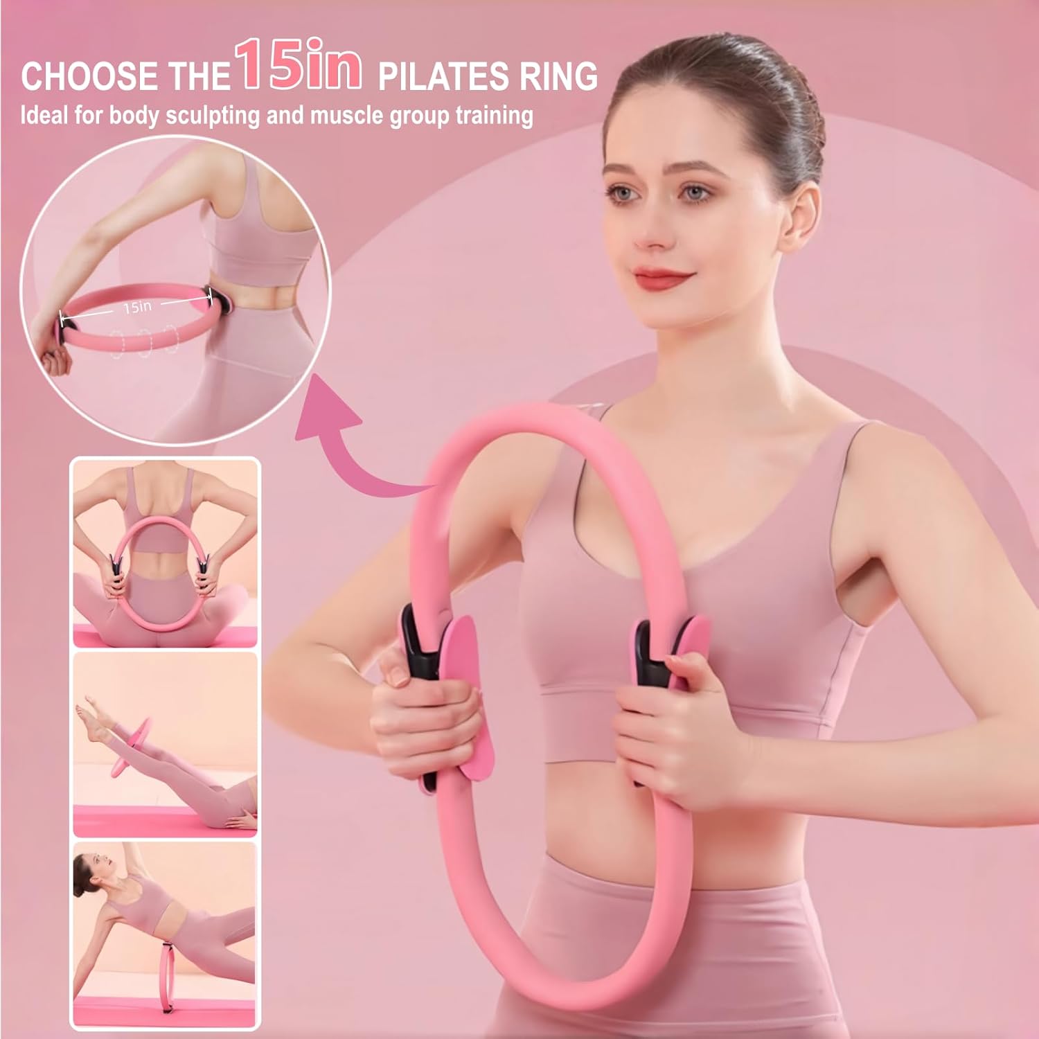 Nuplot Pilates Equipment, Pilates Kit for Home Workouts, Pilates Essentials Kit for Women, Home Pilates Kit with Pilates Ring and Ball Set, Booty Bands, Figure 8 Resistance Band, Yoga Band - Image 2