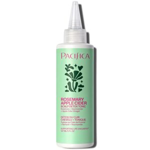 Pacifica Beauty Rosemary Apple Cider Scalp Detox Tonic – Liquid Scalp Exfoliator & Build Up Remover with Salicylic Acid & AHA/BHA – Pre Wash Clarifying Treatment for Dry Itchy Scalp – Vegan, 5 Fl Oz