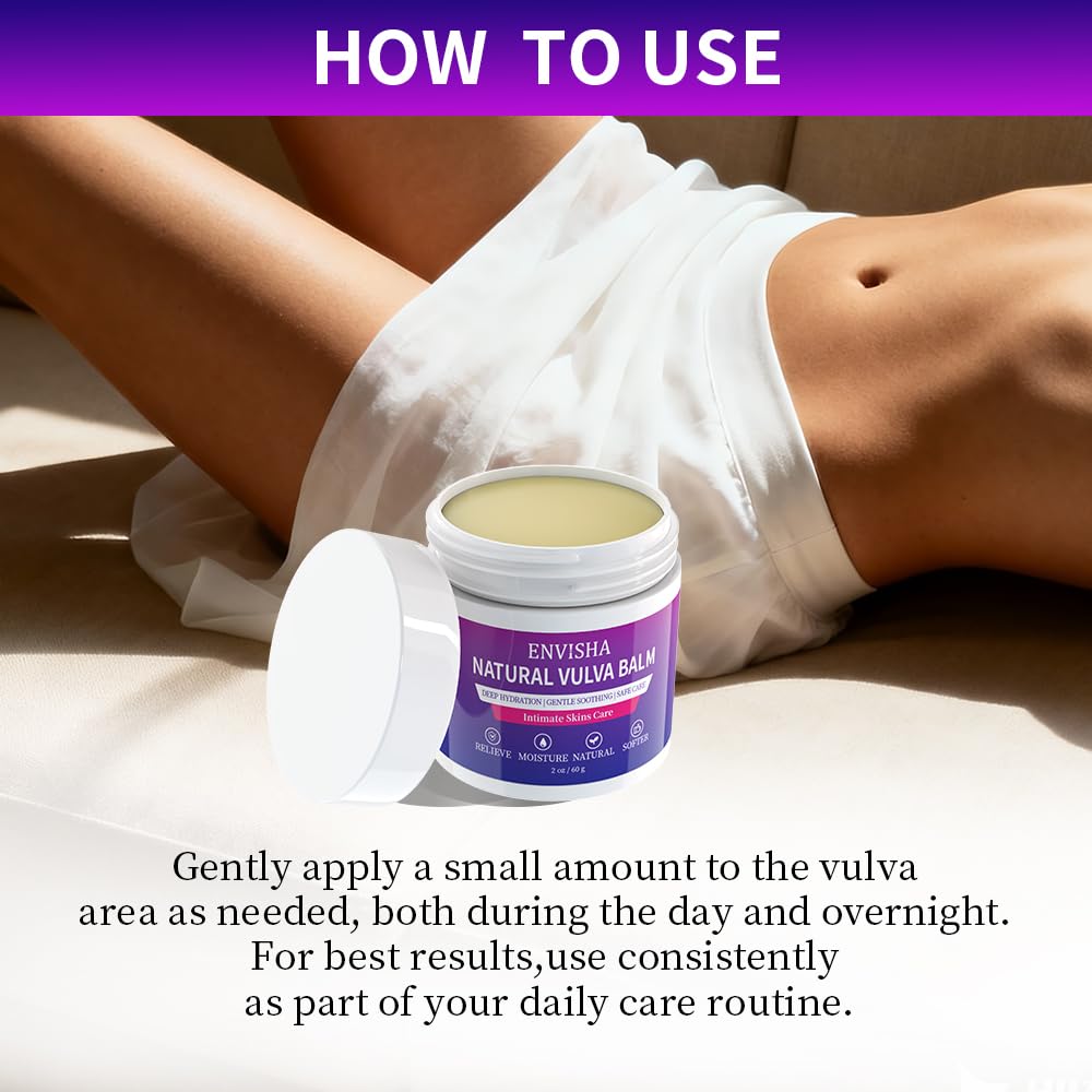 ENVISHA Vulva Moisturizing & Vulva Balm -Natural Organic Plant Extracts - Specifically Designed for Vulvar Dryness & Itching, Estrogen-Free Formula - Suitable for Menopause & Daily Care - 2 oz - Image 5