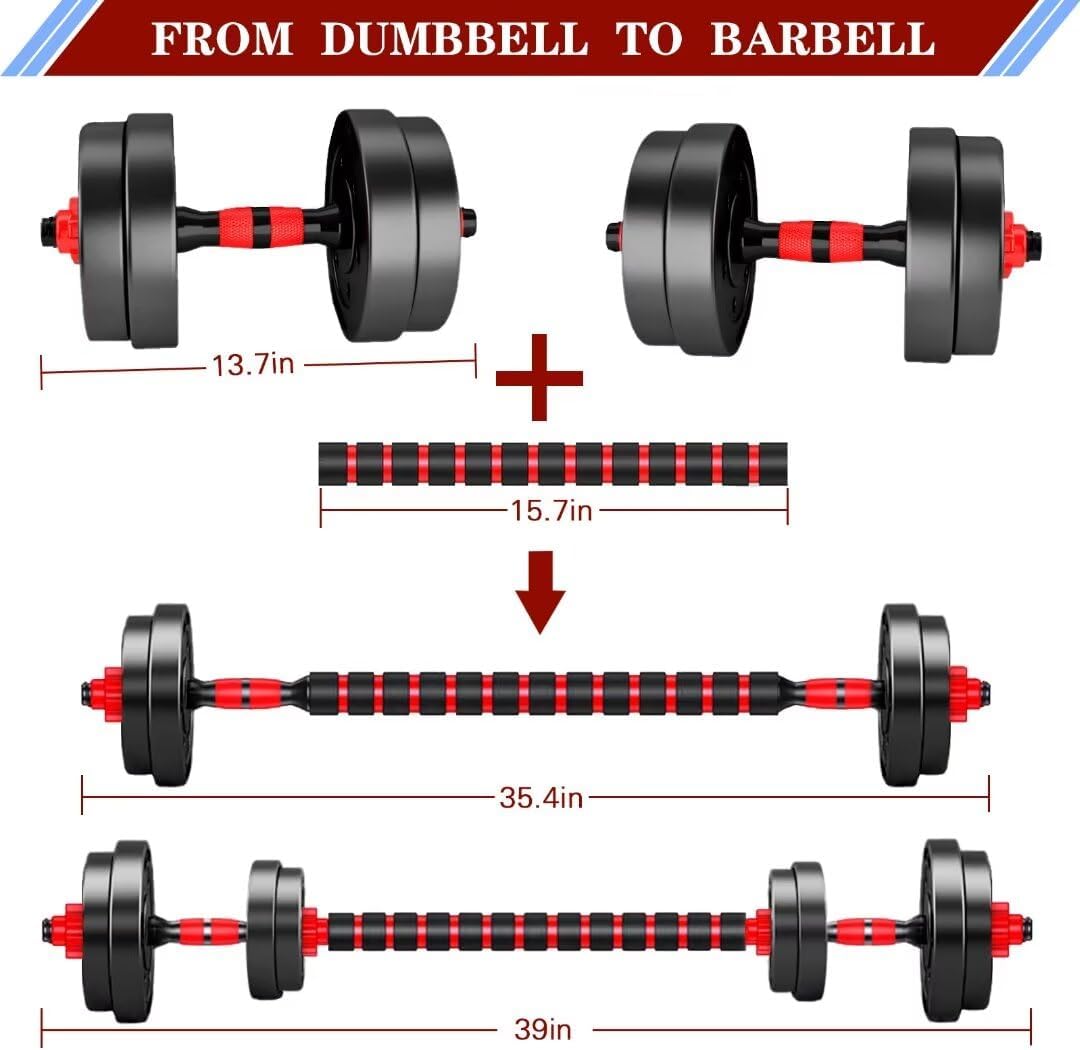 Adjustable-Dumbbells-Sets,Free Weights-Dumbbells Set of 2 Convertible To Barbell A Pair of Lightweight for Home Gym,Women and Men Equipment - Image 3