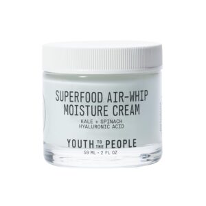 Youth To The People Superfood Air-Whip Moisture Cream - Kale + Green Tea Hyaluronic Acid Face Moisturizer, 48-HR Hydration with Dewy Glow, Non-Greasy Lightweight Gel, Makeup Primer, Non-comedogenic