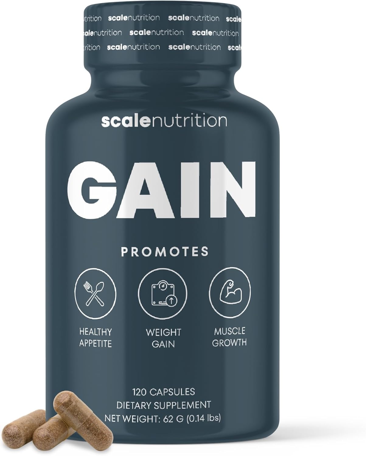 Gain - Appetite Booster Pills for Adults – Natural Appetite Stimulant & Weight Gain Support Supplement with Ginger Extract, Blessed Thistle, Gentian Root & Creatine – 120 Capsules
