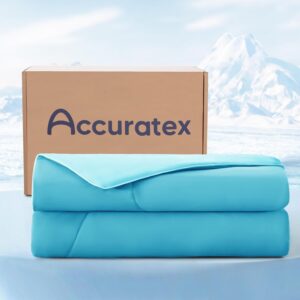 ACCURATEX Cooling Comforter Queen/Full Size, Q-max>0.45 Arc-Chill Cooling Blanket for Hot Sleepers, Lightweight Cool Blankets for Night Sweats, Silky Breathable Summer Cool Comforter,Blue(90"x90")
