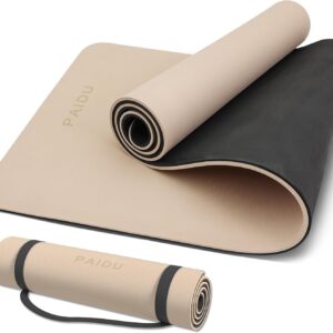 PAIDU Yoga Mat Non Slip Anti-tear,extra thick-2/5 inch（10MM）High Resiliency Professional POE Yoga Mats for Women Men Kids,72"x24"inch,Workout, Yoga, Pilates and Floor Exercise, with Carrier Strap
