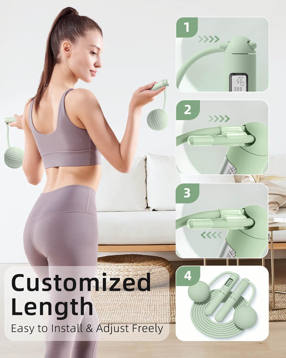 YOTTOY Skipping Ropes for Adults -Cordless Counter Jump Rope with Large Cordless Ball-Weighted Jump Rope for Women with LCD Display - Image 7