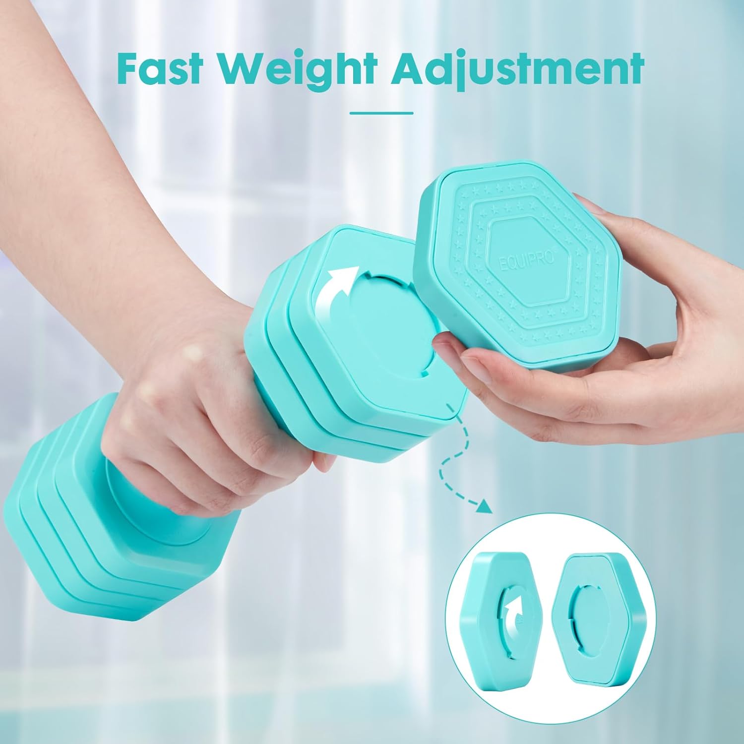 EQUIPRO Adjustable Dumbbell Set, 4 in 1 Free Weights Dumbbells Set for Women, Weights for Women at Home, 2lb 3lb 4lb 5lb with TPU Soft Rubber Handle for Home Gym Exercise Training - Image 6