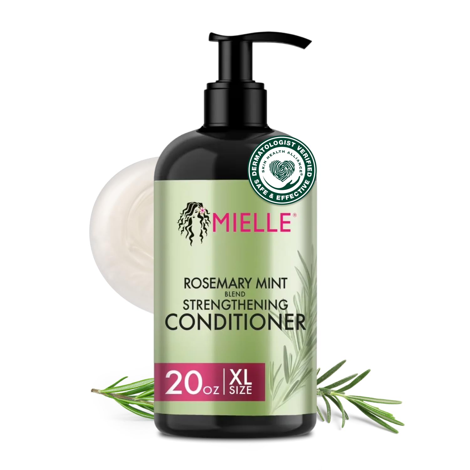 Mielle Organics Rosemary Mint Strengthening Hair Conditioner for Women & Men - Biotin Infused Detangling & Hydrating Conditioner to Increase Manageability & Support Longer, Healthier Strands, 20 oz