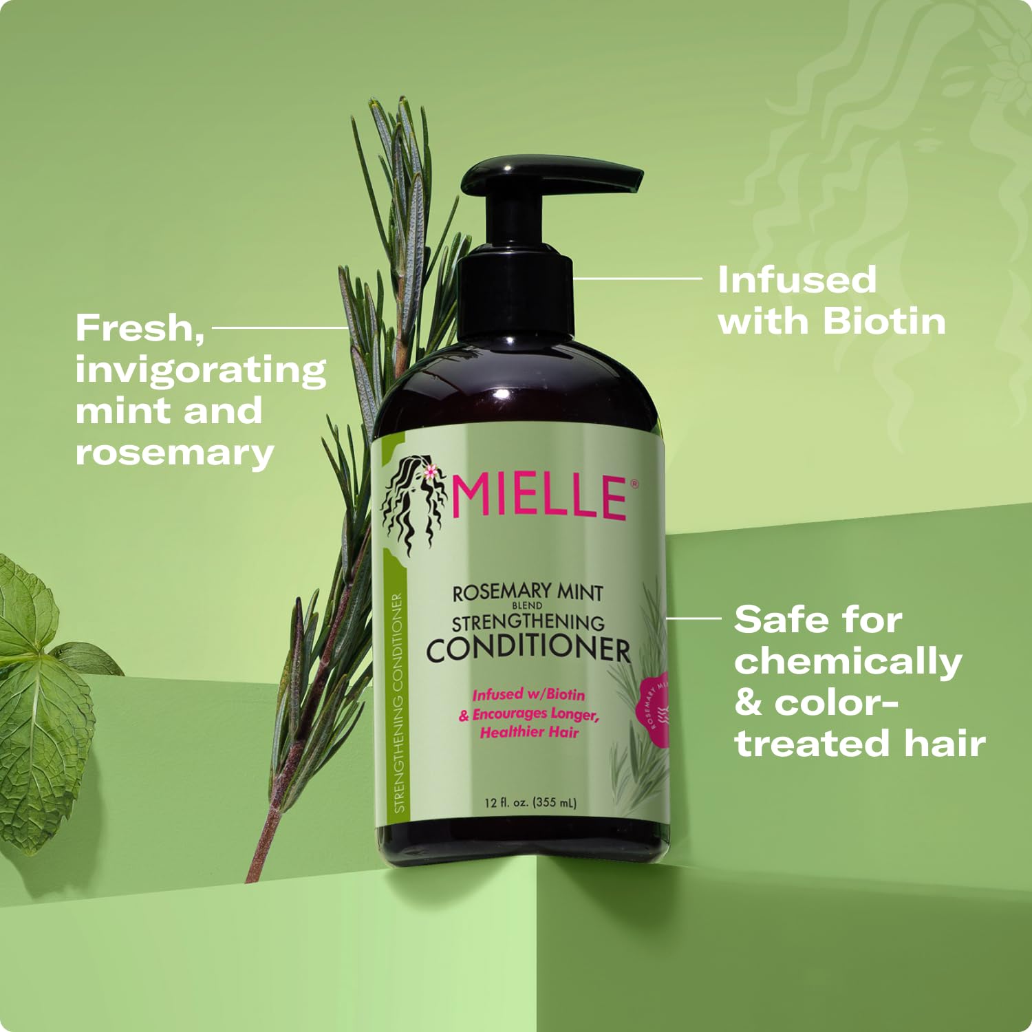 Mielle Organics Rosemary Mint Strengthening Hair Conditioner for Women & Men - Biotin Infused Detangling & Hydrating Conditioner to Increase Manageability & Support Longer, Healthier Strands, 12 oz - Image 6