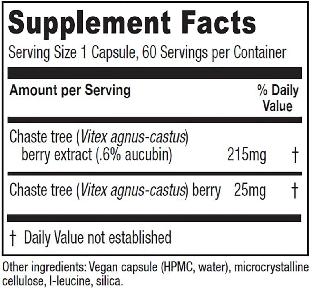 Vitanica Chaste Tree Berry Extract, Vitex Chasteberry Supplement for Women, Hormone Balance and Menstrual Cycle Support, Non-GMO, Vegan, 2 Month Supply, 60 Capsules - Image 2