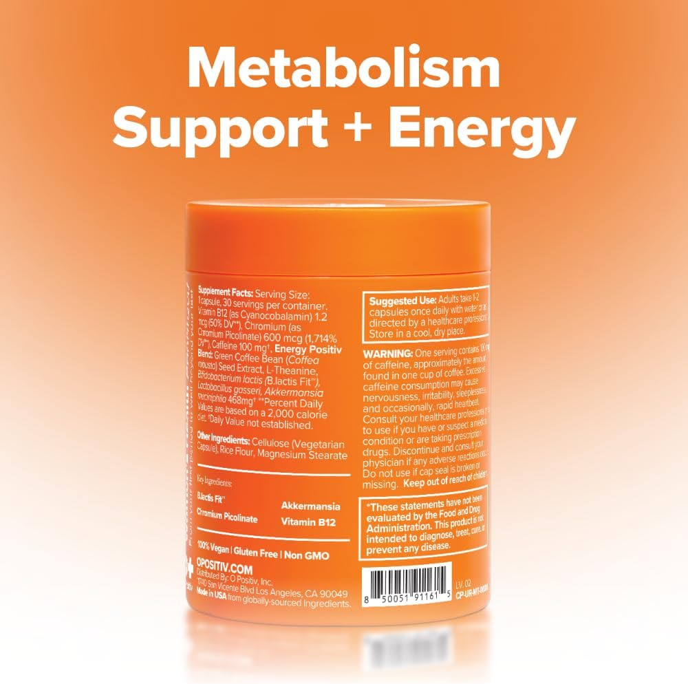 URO Metabolism + Probiotic Support Capsules – Metabolism, Gut Health & Sustained Energy – with Chromium Picolinate, Green Coffee Bean Extract & Targeted Probiotics – 1 Month Supply – 30 Servings - Image 4