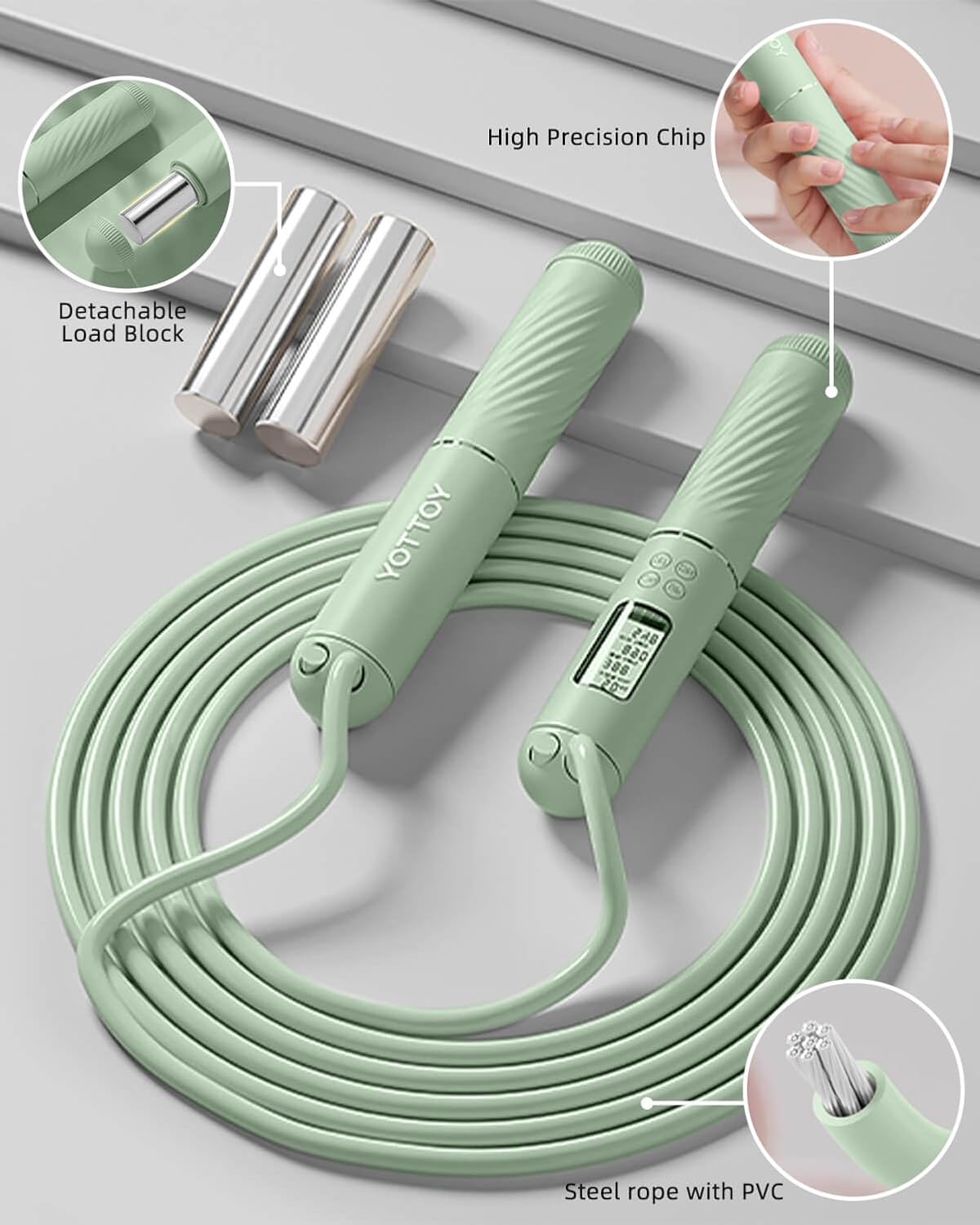 YOTTOY Skipping Ropes for Adults -Cordless Counter Jump Rope with Large Cordless Ball-Weighted Jump Rope for Women with LCD Display - Image 6