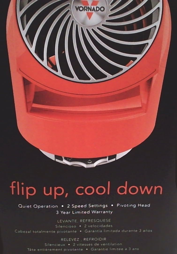 Vornado Flippi Fan Melon/Orange Two Speed V6 Personal Air Circulator - Image 5