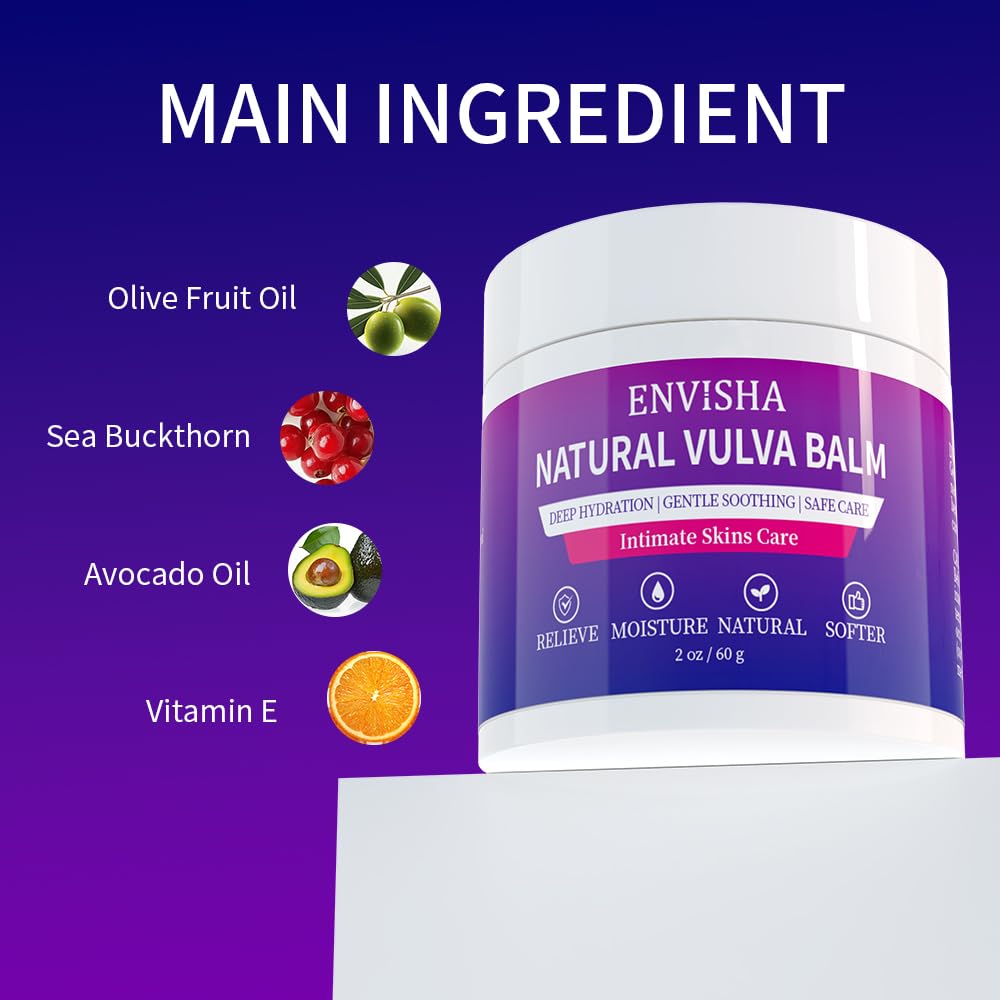 ENVISHA Vulva Moisturizing & Vulva Balm -Natural Organic Plant Extracts - Specifically Designed for Vulvar Dryness & Itching, Estrogen-Free Formula - Suitable for Menopause & Daily Care - 2 oz - Image 3