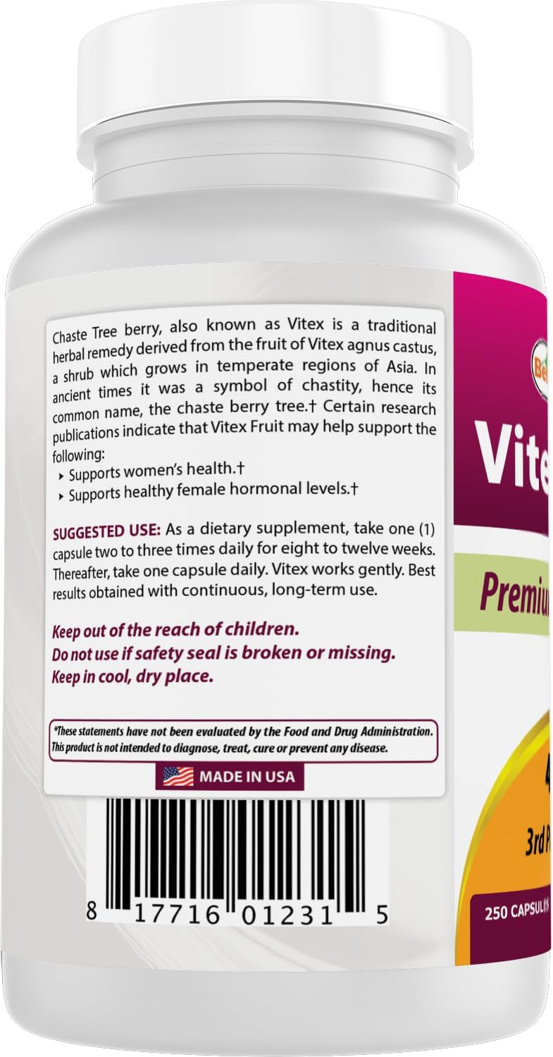 Best Naturals Vitex Chasteberry 400 mg 250 Capsules - Image 7