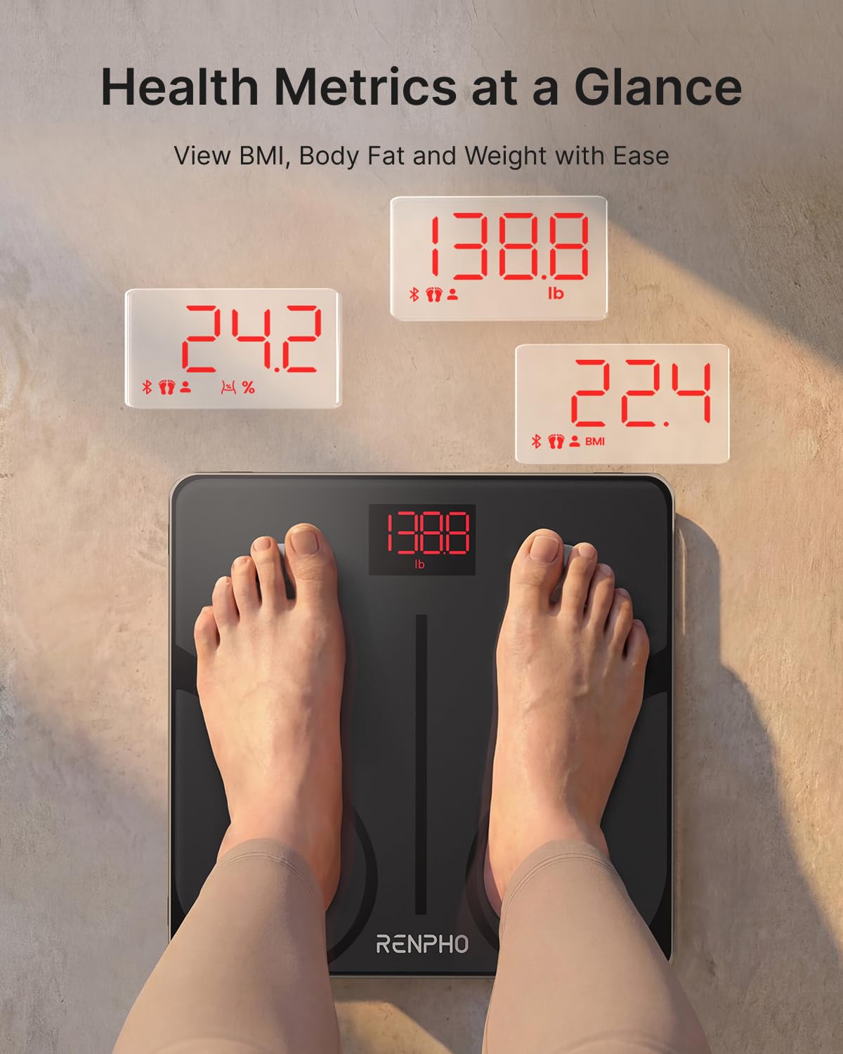 RENPHO Smart Scale for Body Weight, FSA&HSA Eligible, Digital Bathroom Scale BMI Weighing Bluetooth Body Fat Scale, Body Composition Monitor Health Analyzer with Smartphone App, 400 lbs - Elis 1 - Image 2