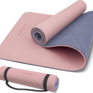 PAIDU Yoga Mat Non Slip Anti-tear,extra thick-2/5 inch（10MM）High Resiliency Professional POE Yoga Mats for Women Men Kids,72"x24"inch,Workout, Yoga, Pilates and Floor Exercise, with Carrier Strap