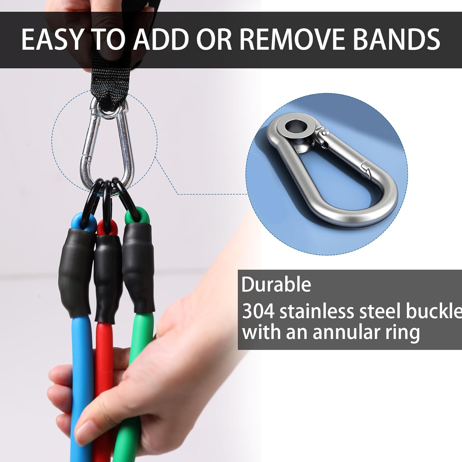 Resistance Bands with Handles for Working Out Women and Men, Exercise Bands with Door Anchor, Stretch Bands for Home Workouts, Simple Guide Included - Image 3
