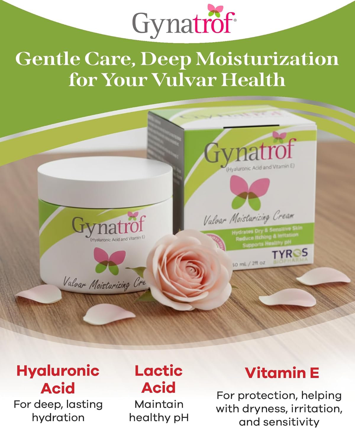 Gynatrof Vulvar Moisturizing Cream for Dryness, Itching, Irritation, Redness Due to Menopause, Childbirth, Breastfeeding, Low Estrogen - Lightweight Hydrating Formula for Sensitive Skin, 2 oz - Image 5