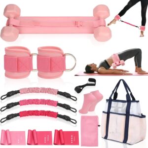 Women Glute Workout Equipment Set, Ankle Resistance Bands with Cuffs Long Yoga Resistance Bands Socks & Bag, Glute Sculpting at Home Set for Gym Equipment Pilates Kit