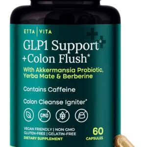 Etta Vita Colon Cleanse + GLP-1 Supplement Weight Loss & Energy - Appetite Suppressant & Fat Burner for Women and Men with Berberine, Yerba Mate, Psyllium Husk, Senna Leaf, Lemon, Black Garlic