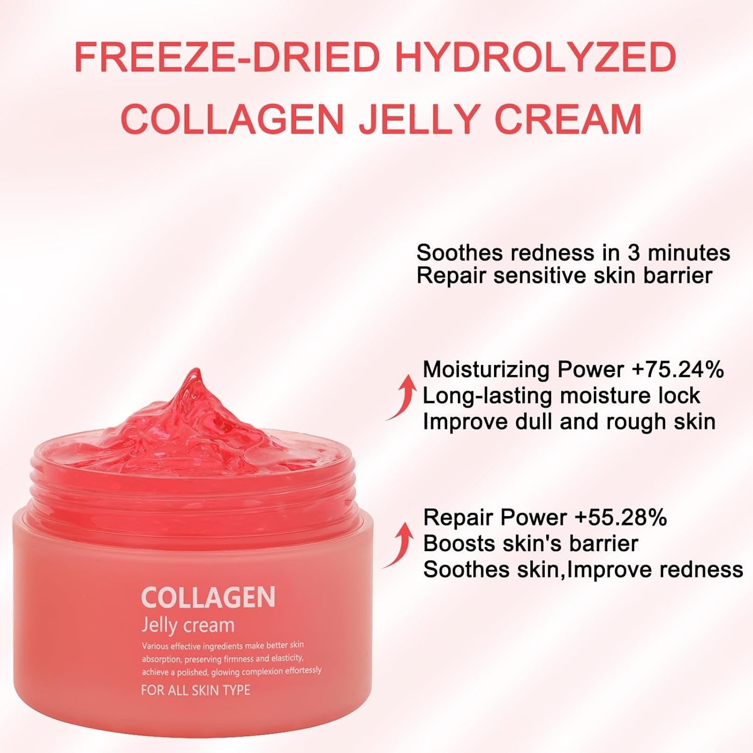 Collagen Jelly Cream - Contains Niacinamide & Freeze Dried Hydrolyzed Collagen -Elasticity & Hydration - Reduce Fine Lines & Dullness - Korean Glass-Shiny Skin Suitable for All Skin Types (3.38 Fl.Oz) - Image 7