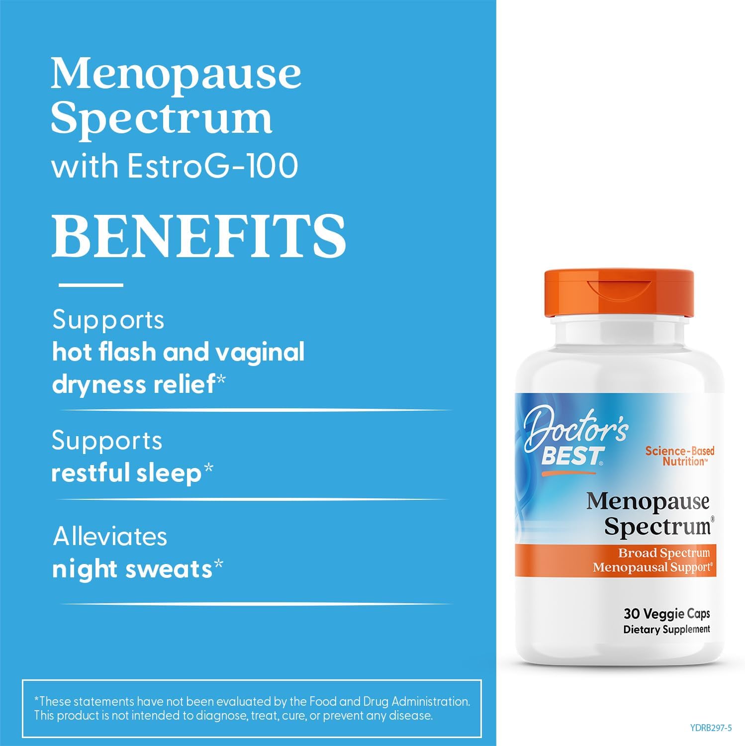 Doctor's Best Menopause Spectrum with EstroG-100 - Menopause Support Supplement for Women, Hot Flashes & Night Sweats Support, Helps Dryness, Gluten Free, Soy Free, Vegan Capsules - 30 Veg Caps - Image 2