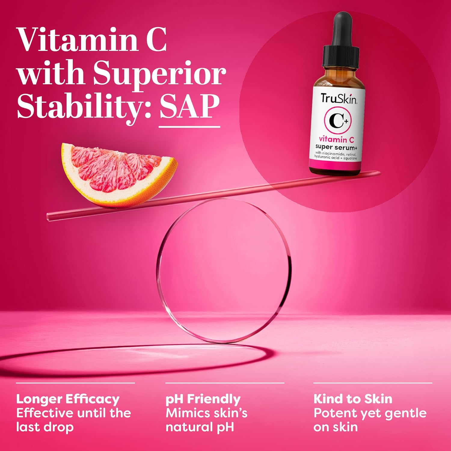 TruSkin Vitamin C Super Serum for Face - Five Skin Benefits in One Serum with Vitamin C, Retinol, Niacinamide, Hyaluronic Acid & Squalane - Brighten, Firm & Smooth the Look of Skin, 2 Fl Oz - Image 4