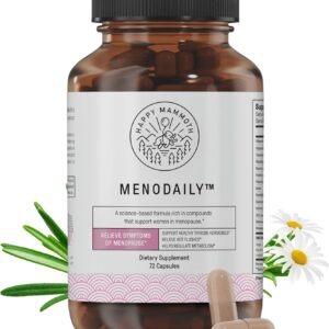 Happy Mammoth Meno Daily Menopause Vitamins & Supplements for Women, Boost Metabolism, Healthy Skin, Hair and Nails, Hot Flash, Mood Support, 72 Capsules