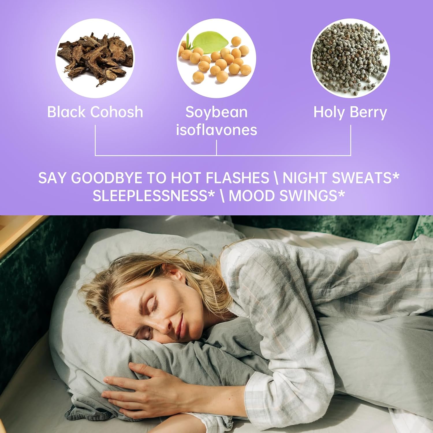 Menopause Supplement for Women, Relieves 12 Menopausal Symptoms* | Black Cohosh + Soy Isoflavones + Ashwagandha + Moringa | for Alleviate Hot Flashes*, Night Sweats*, Weight* & Mood Swings - Image 3