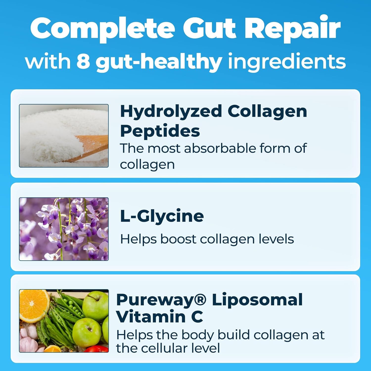 Happy Mammoth Complete Gut Repair Probiotic, Prebiotic, Fiber & Collagen Supplement for Gut Health, Digestion, Healthy Gut Microbiome, Reduces Constipation & Bloating 24 Servings, Vanilla Flavor - Image 4