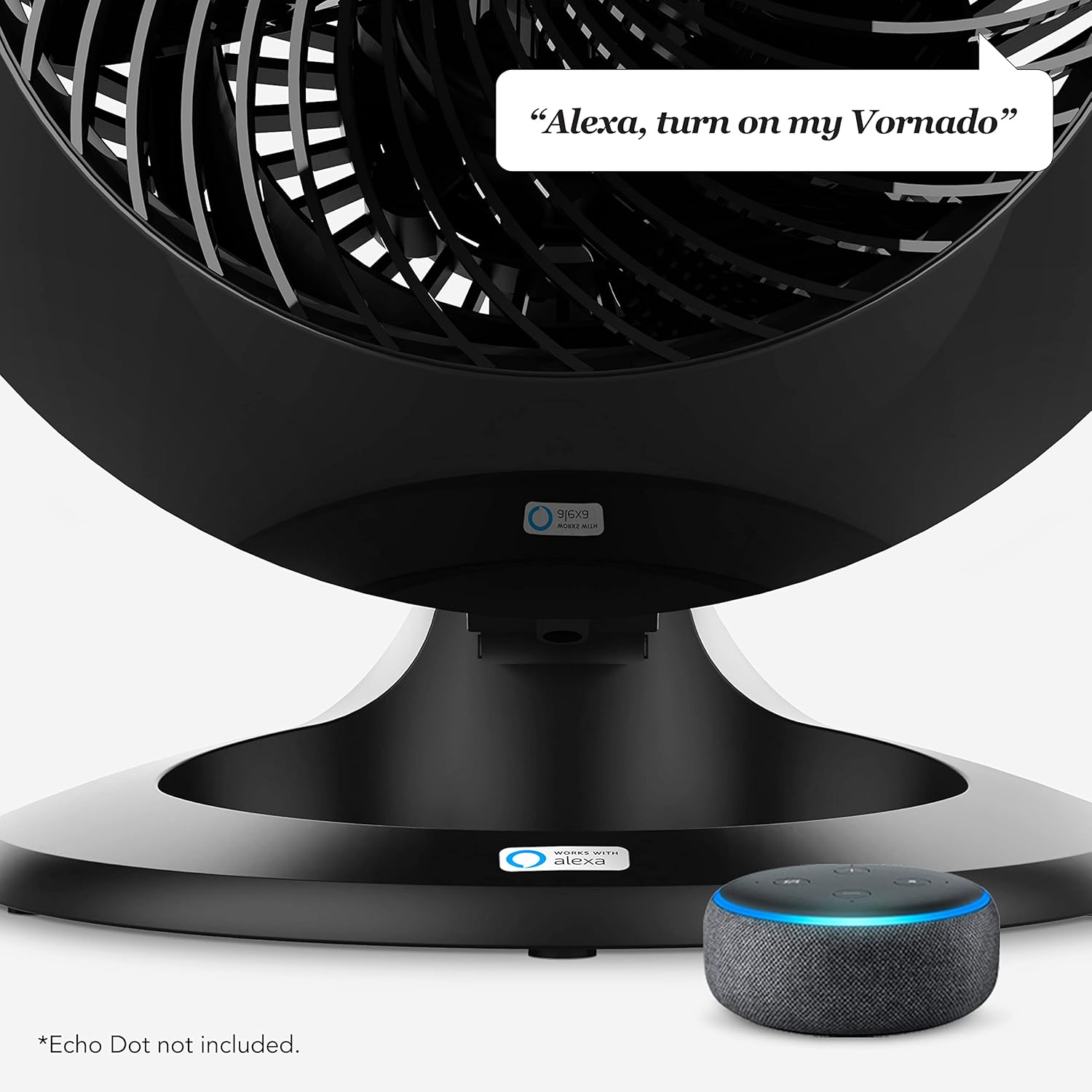 Vornado 660 AE Large Whole Room Air Circulator Fan with 4 Speed Settings, Works with Alexa, Chrome Glide Bar for Directional Airflow, Powerful Targeted Airflow, A Certified for Humans Device, Black - Image 2