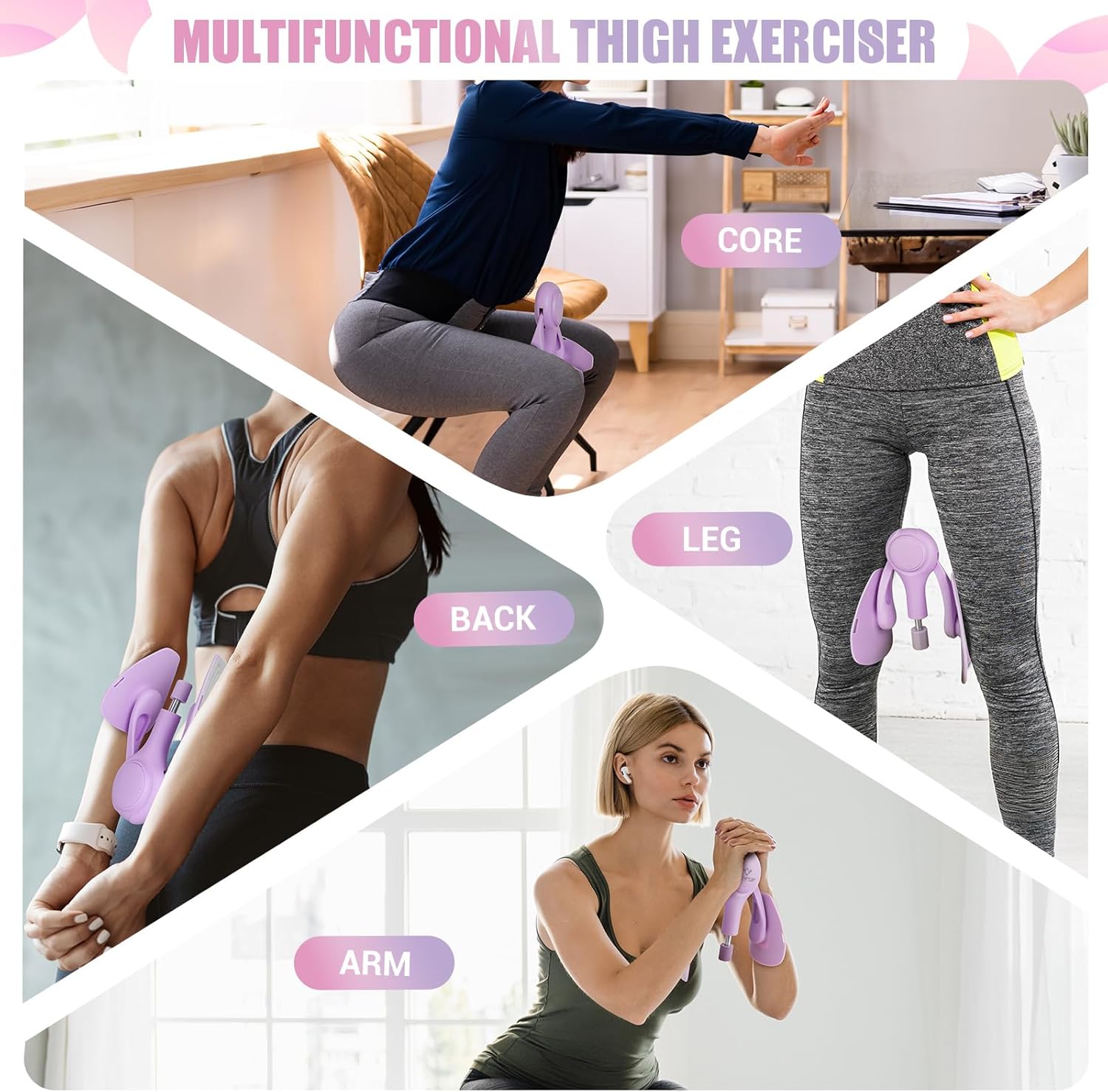 Thigh Trainer for Women, 15-70LB Adjustable Resistance Inner Thigh Exerciser for Pelvic Floor Muscle Repair, Thigh Workout Kegel Exercise Equipment for Shaping, Yoga & Weight Loss at Home Gym - Image 6