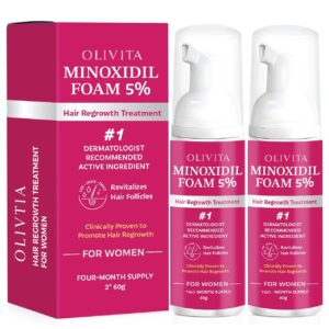 5% Minoxidil Foam for Women Hair Growth: Extra Strength Hair Regrowth Treatment – Revitalize Hair Follicles & Regrow Thicker, Fuller Hair – Hair Loss Solution 2pcs