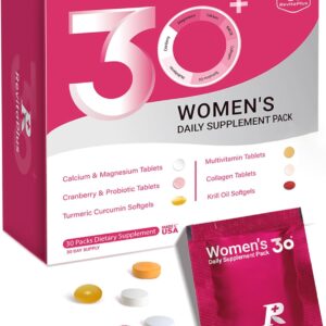 RevitaPlus Multivitamin for Women with Vitamin A,B,C,D3,E,K2,Biotin, Collagen,Krill Oil,Cranberries Supports Energy,Wellness,Beauty and Immune - Vitamin Packs for Women Health 30 Packs