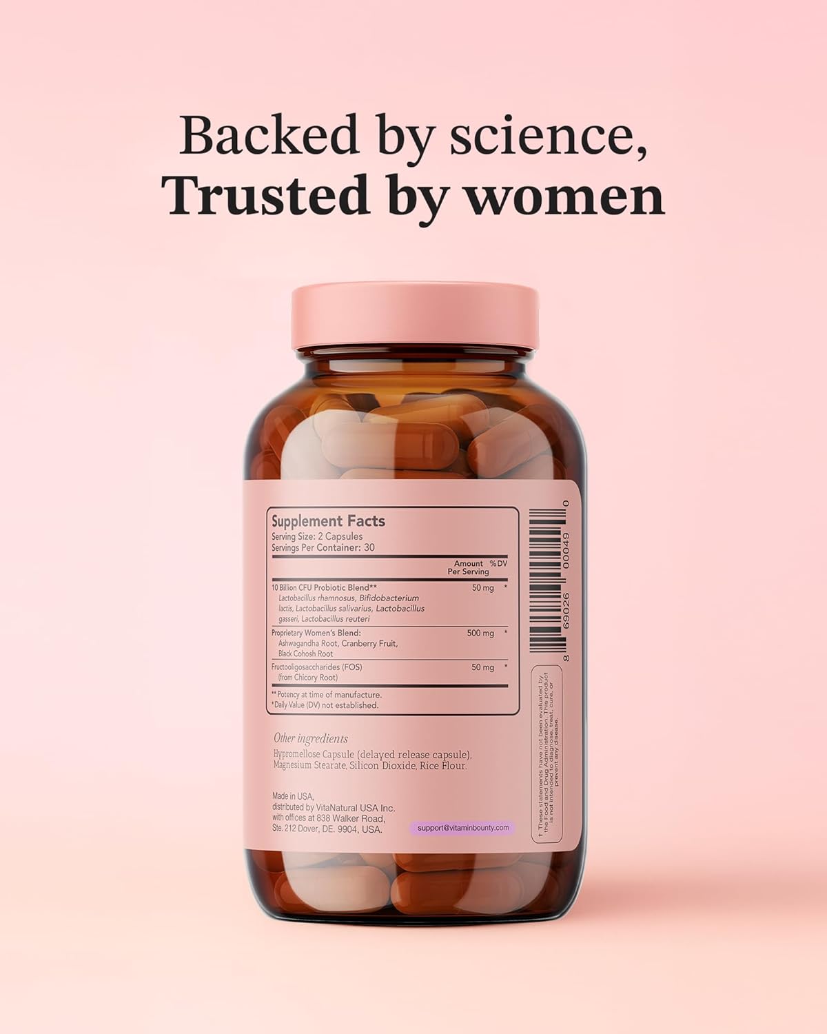 Vitamin Bounty Pro-Daily Vaginal Probiotics for Women – 10 Billion CFU, 5 Strains with Cranberry & Prebiotics – Womens Probiotic for pH Balance, Digestive, Yeast & Urinary Support – 60 Capsules - Image 8