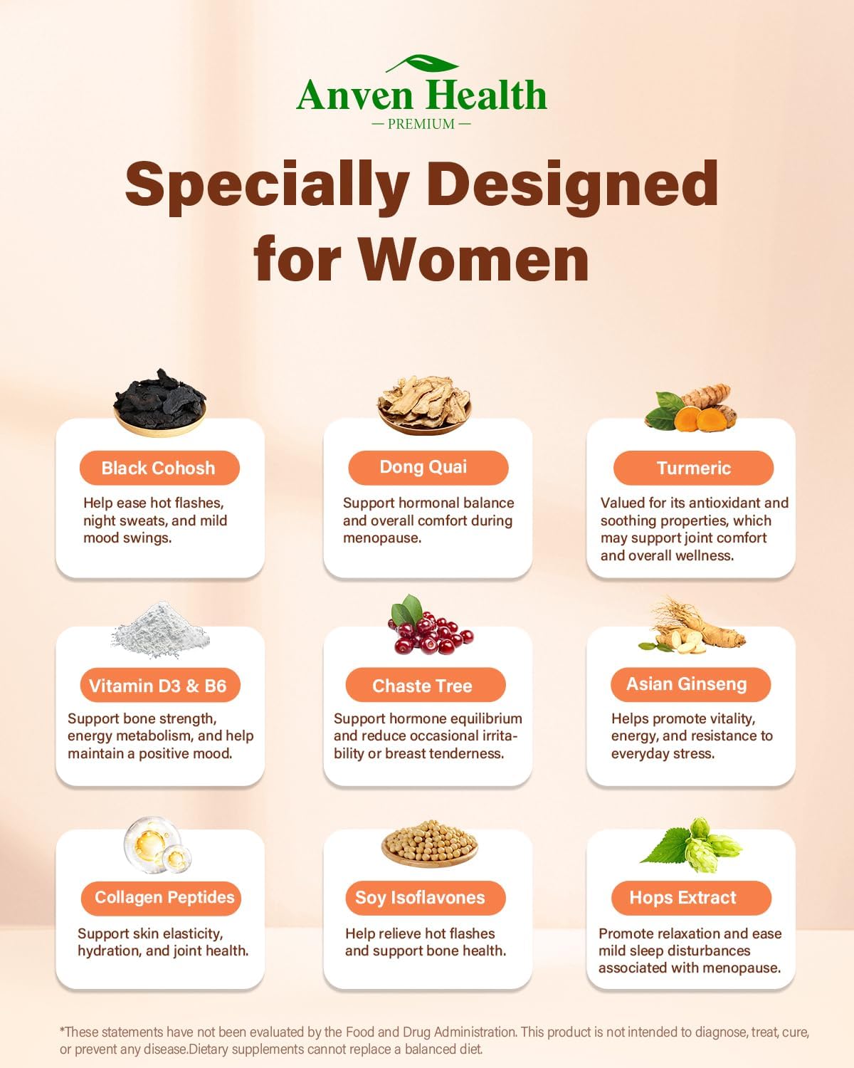 Menopause Supplements for Women, Vitamin D3 & B6, Menopause Relief Probiotics Supports Hot Flashes, Night Sweats, Bloating & Gut Health with Black Cohosh, Herbs, Collagen | 60 Veggie Caps - Image 5