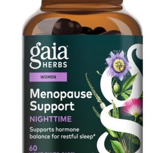 Gaia Herbs Menopause Support Nighttime - Menopause Supplement for Women* - with Black Cohosh, Mimosa, Passionflower & St. John's Wort - 60 Vegan Liquid Phyto-Caps (30 Servings)