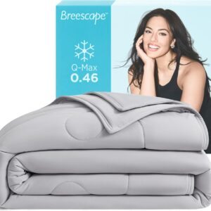Breescape Cooling Comforter King Size - BlendTek Q-Max>0.46 Tech, Breathable Blanket for Hot Sleepers & Night Sweats Relief, Premium Lightweight Summer Bedding, 106x96 Inches, Misty Gray