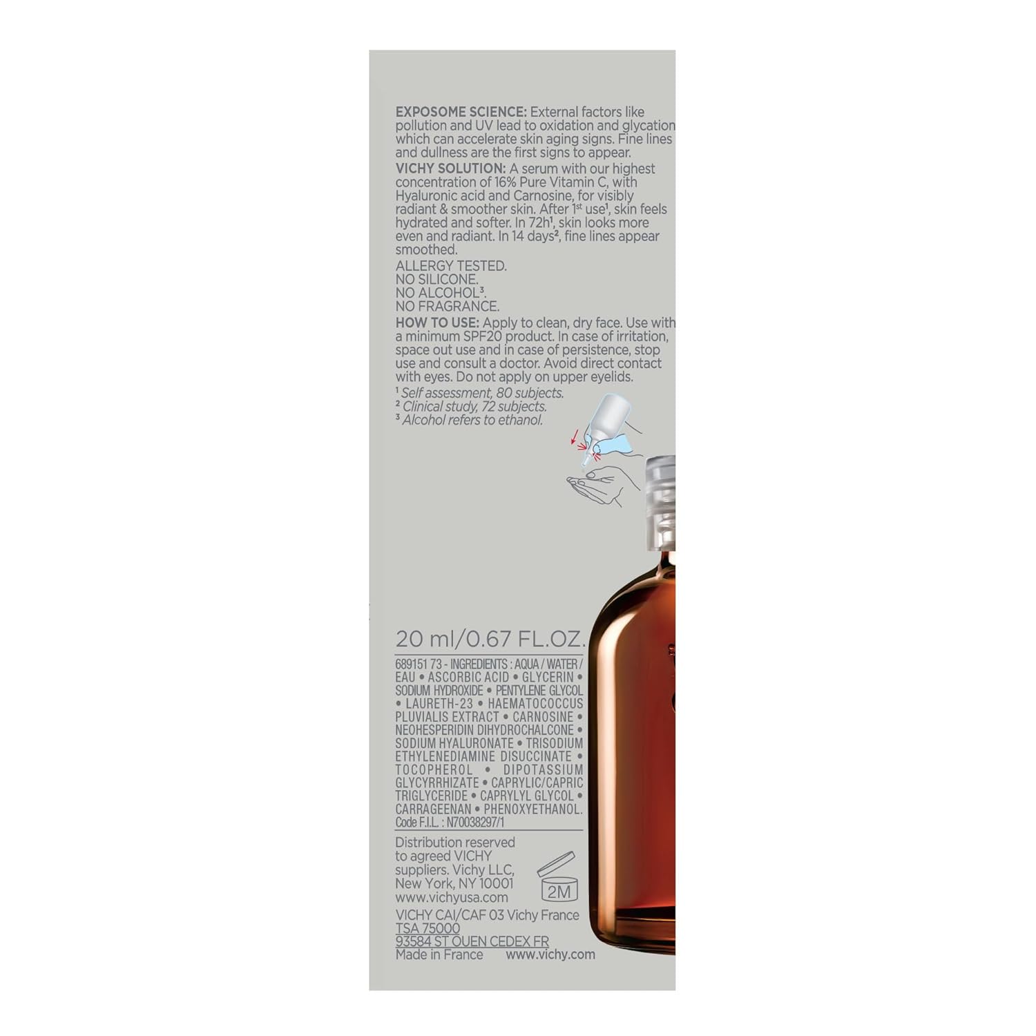 Vichy LiftActiv Vitamin C Serum For Face, Brightening Serum With Pure Vitamin C + Hyaluronic Acid + Vitamin E, Reduces Fine Lines, Smooths Skin Texture, Improves Radiance, Anti Aging - Image 9