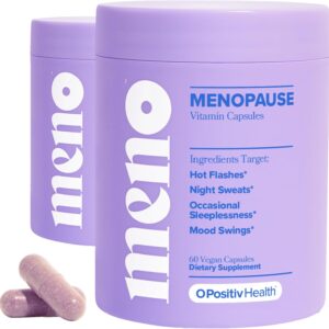 O Positiv MENO Vitamins for Menopause - Hormone-Free Menopause Supplement for Women - Black Cohosh & Ashwagandha KSM-66 - Helps Relieve Hot Flashes, Night Sweats, Mood Swings - 30 Servings (Pack of 2)