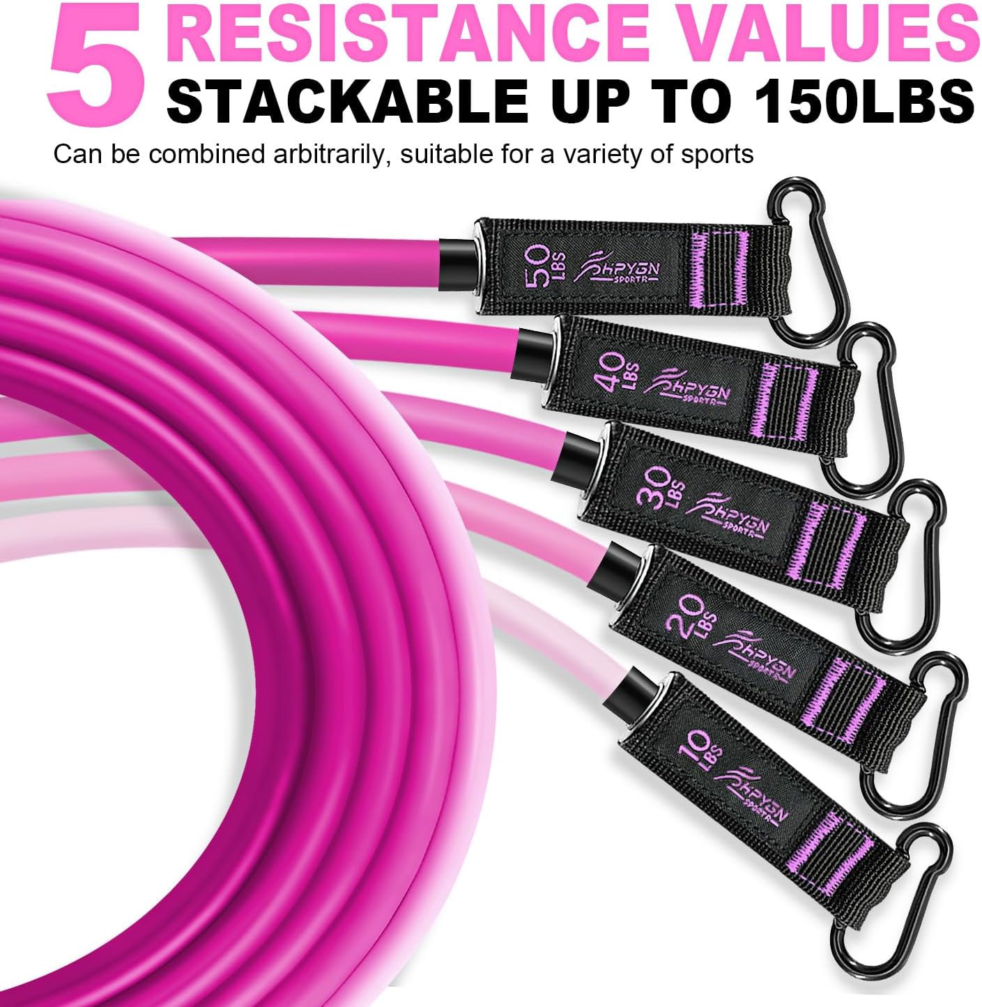 HPYGN Resistance Bands, Exercise Bands with Handles, Fitness Bands, Workout Bands with Door Anchor and Ankle Straps, for Heavy Resistance Training, Physical Therapy, Shape Body, Yoga, Home Workout Set - Image 2