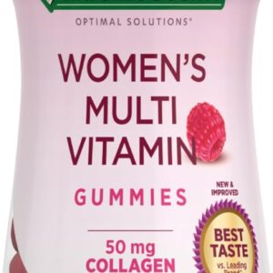 Nature's Bounty Optimal Solutions Women's Multivitamin, Immune and Cellular Energy Support, Bone Health, Raspberry Flavor, 80 Gummies, 40 Total Servings