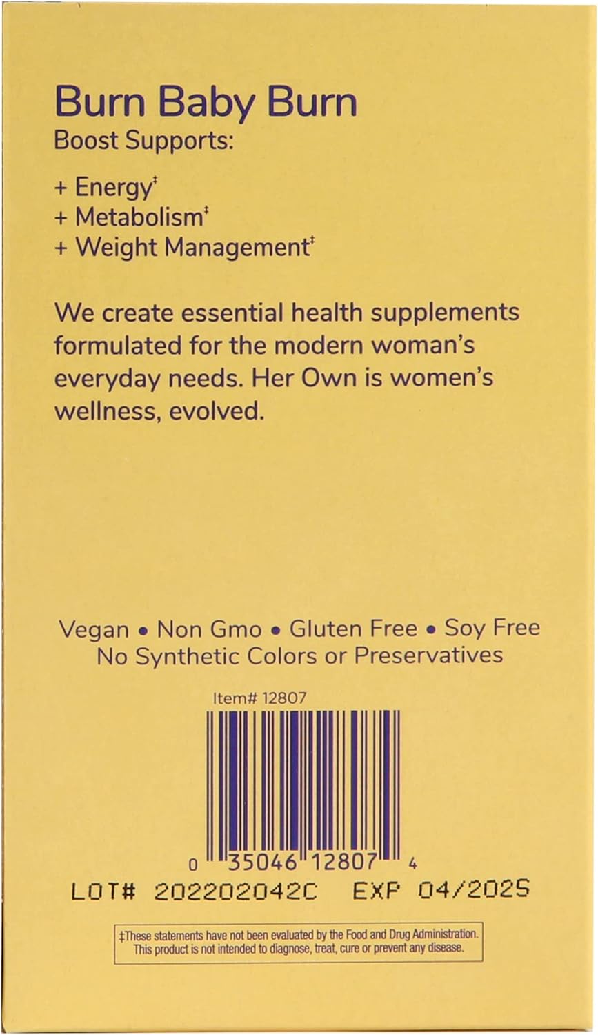 her own Boost, Helps Boost Energy, Supports Metabolism, Proprietary Thermogenic Blend, Green Tea Leaf Extract, Gluten and Soy Free, Vegan, 60 Capsules, 30 Servings, Small, Multi - Image 7