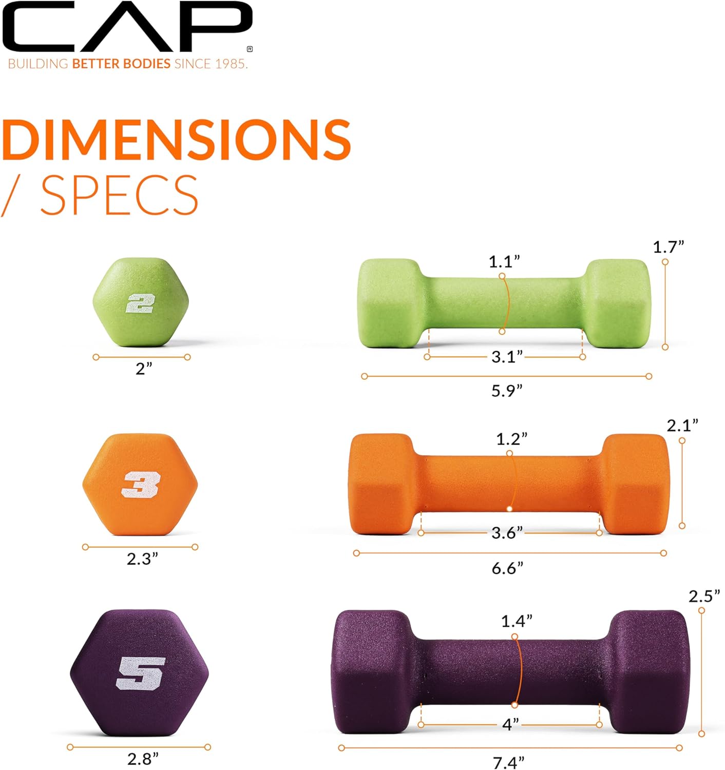 CAP Barbell Neoprene Dumbbell Weights Pairs & Sets | Multiple Colors - Image 5