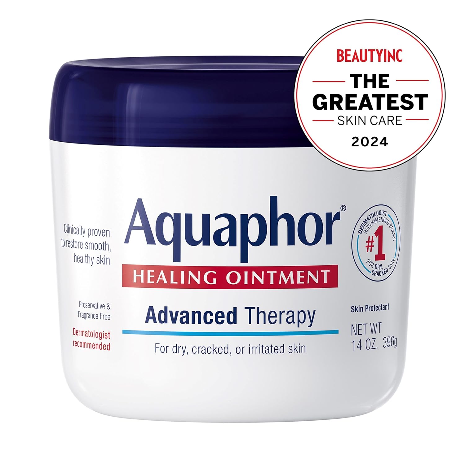 Aquaphor Healing Ointment, Advanced Therapy Skin Protectant, Multi-Purpose Healing Ointment and Body Moisturizer, For Dry, Cracked Skin, Minor Cuts and Burns, 14 Oz Jar - Image 2