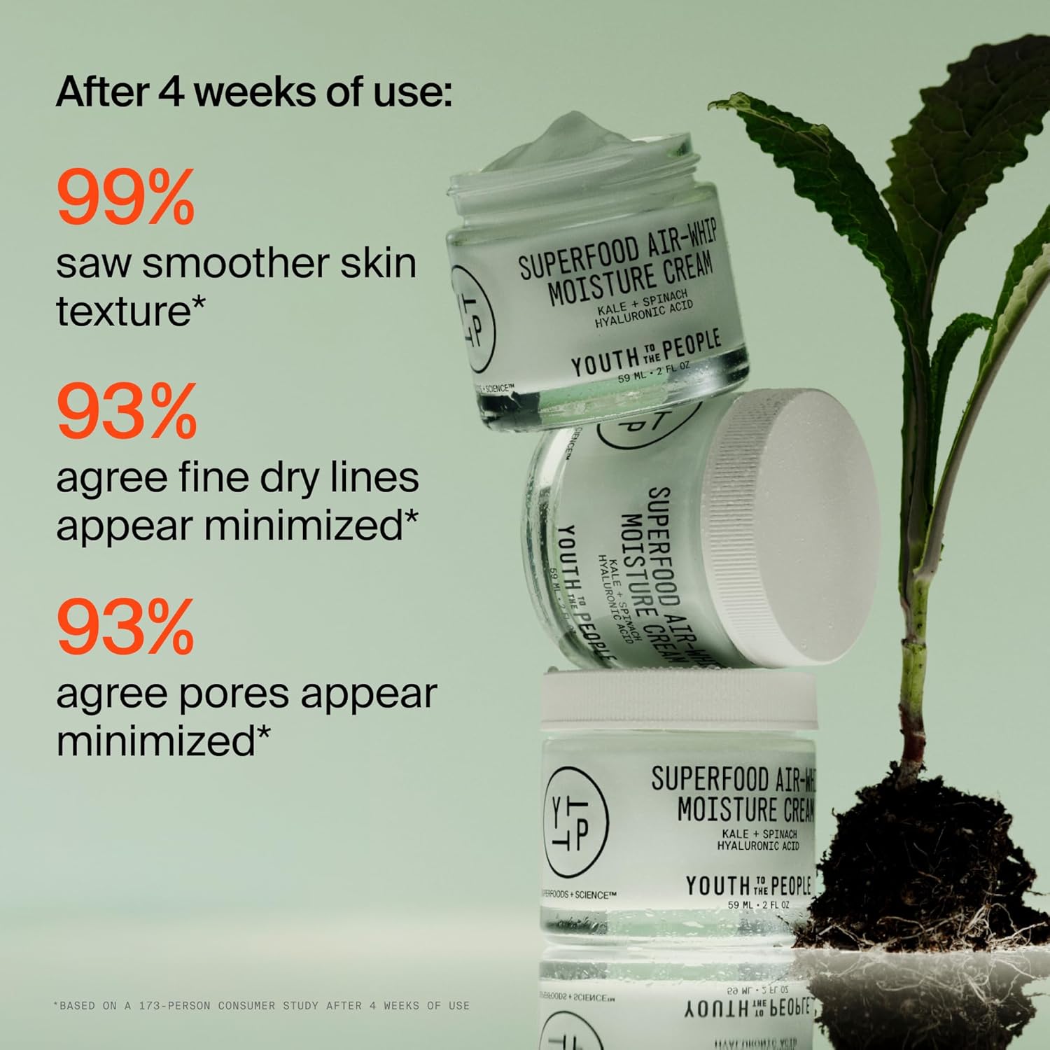 Youth To The People Superfood Air-Whip Moisture Cream - Kale + Green Tea Hyaluronic Acid Face Moisturizer, 48-HR Hydration with Dewy Glow, Non-Greasy Lightweight Gel, Makeup Primer, Non-comedogenic - Image 6