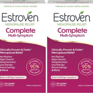 Estroven Complete Multi-Symptom Menopause Supplement for Women,28 Ct.,Clinically Proven Ingredient Provide Menopause Relief & Night Sweats & Hot Flash Relief* Drug-Free-& Non-GMO,(Pack of 2)