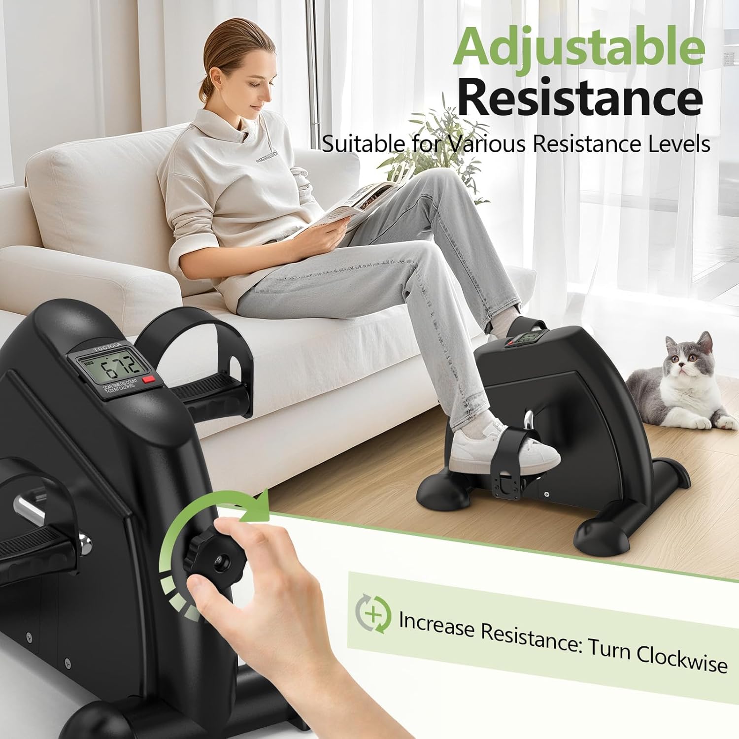 FITKS360 Under Desk Elliptical & Mini Exercise Bike - Seated Electric Leg Exerciser Under Table Oval Electric - Seniors Sit Exerciser Full Assembled Pedal with Remote Control - Image 3
